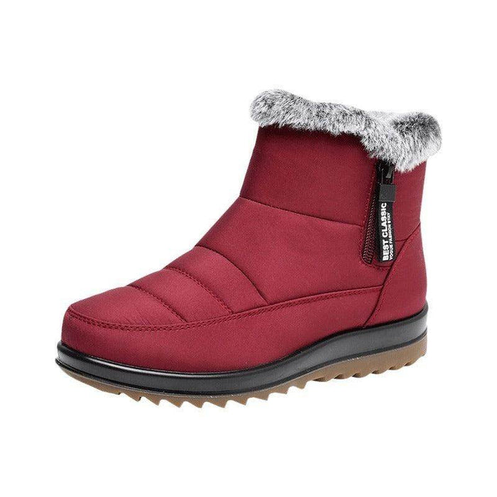 Winter Snow Boot With Side Zipper Fashion Warm Plush Ankle Boots Women's Fleece Short Shoes - Magellan Fashion Shop