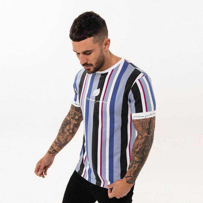 Men wearing casual fitness t-shirts in various sizes made of spandex