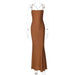 Pure Color Tube-top Backless Stitching Hollow Out Tied Slim Fit Dress - Magellan Fashion Shop