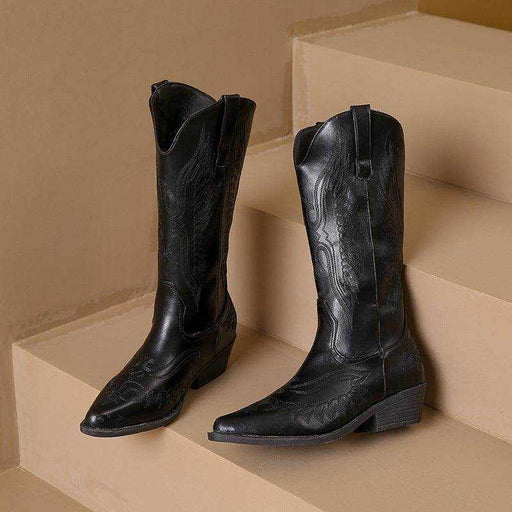Fashion Embroidery Western Cowboy Boot Women Pointed Mid-calf - Magellan Fashion Shop
