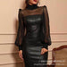 Black Mesh Stitching Tight Leather Skirt - Magellan Fashion Shop