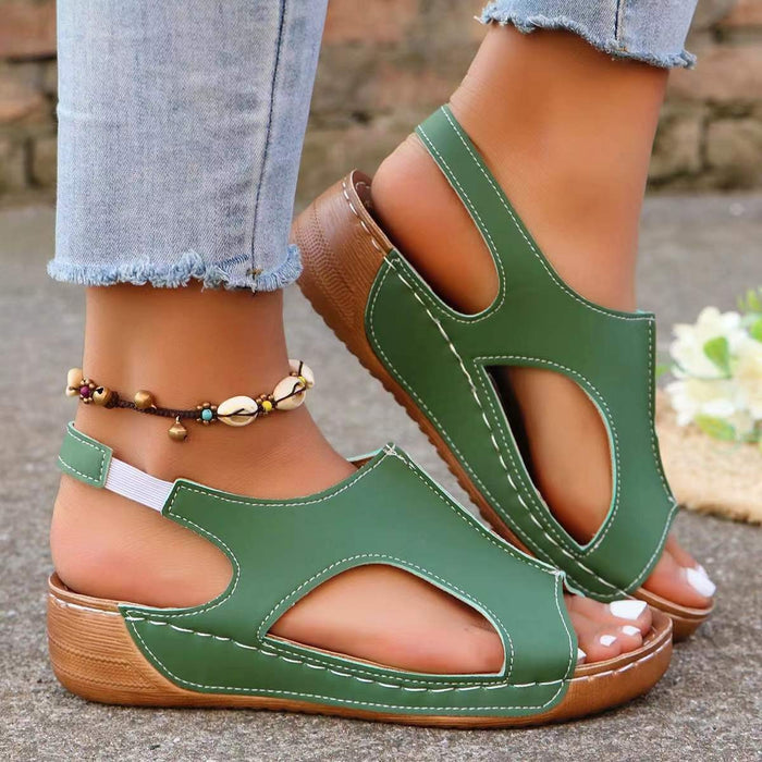 New Summer Wedges Sandals With Elastic Band Design Casual Fish Mouth Shoes For Women - Magellan Fashion Shop