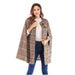 Women's plaid cape coat with leather buttons and polyester fabric