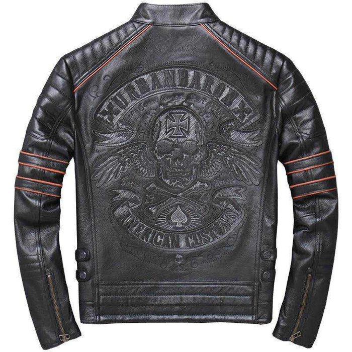 Harley genuine leather men's black motorcycle riding jacket slim fit solid color