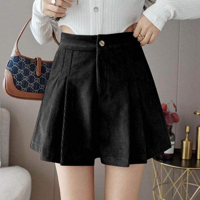 Corduroy Women's Loose New Casual Pleated Pants Skirt - Magellan Fashion Shop