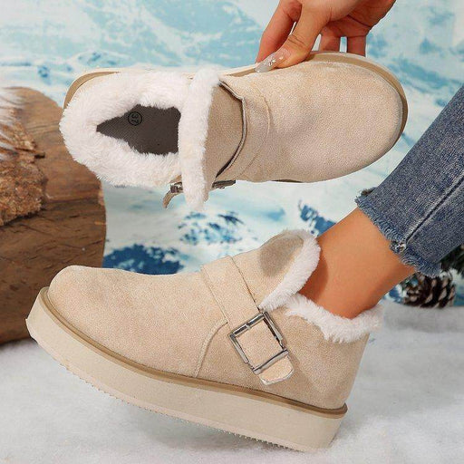 Winter Buckle Snow Boots Fashion Flat Thick-soled Cotton Shoes - Magellan Fashion Shop