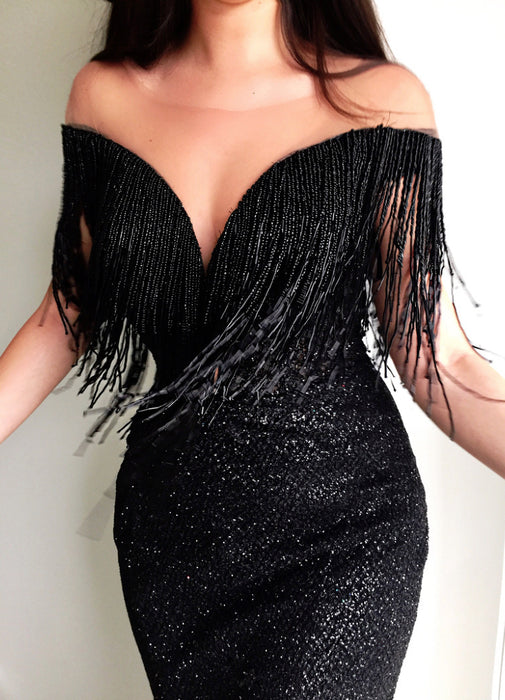 black sequins slim dress