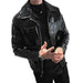 Handsome motorcycle jacket PU leather leather lapel jacket - Magellan Fashion Shop