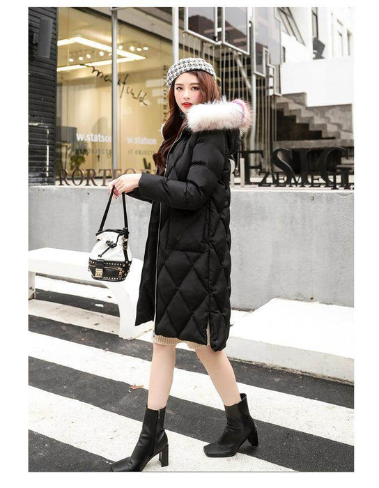 Autumn and winter hooded fur collar long coat - Magellan Fashion Shop