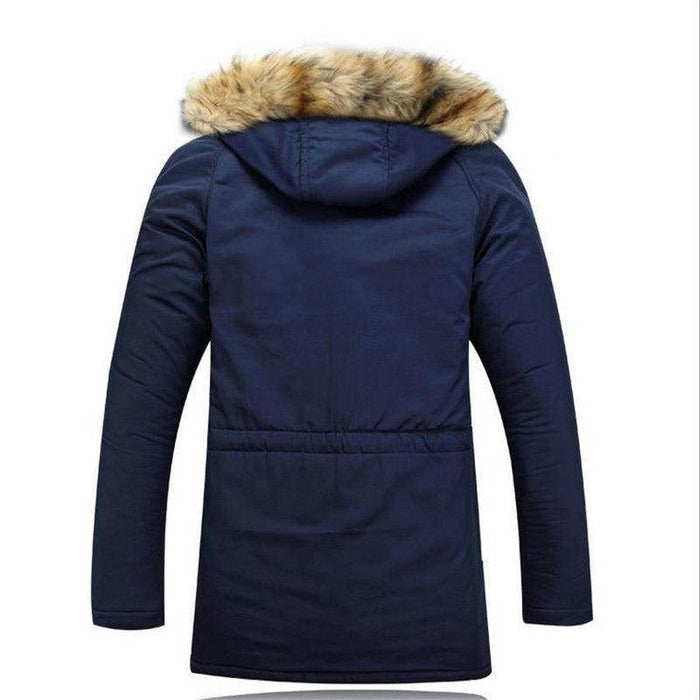 men's cotton winter fur collar warm jacket long - Magellan Fashion Shop