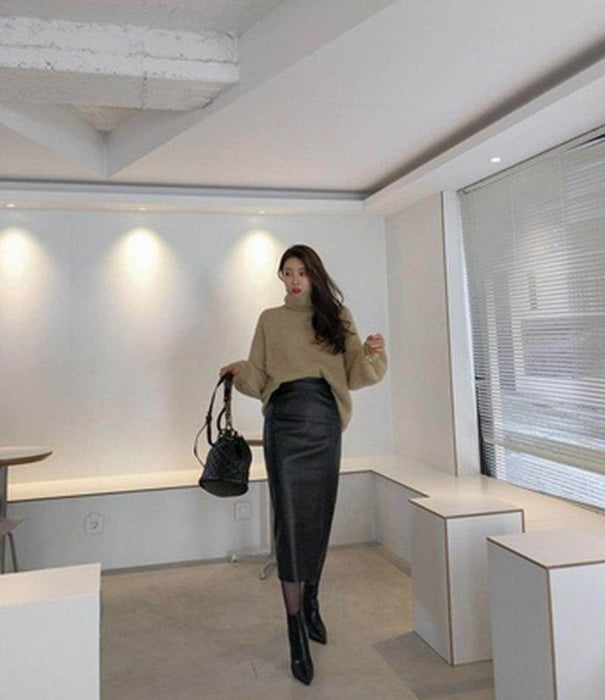 High Waist All-match Slit Mid-length Skirt - Magellan Fashion Shop