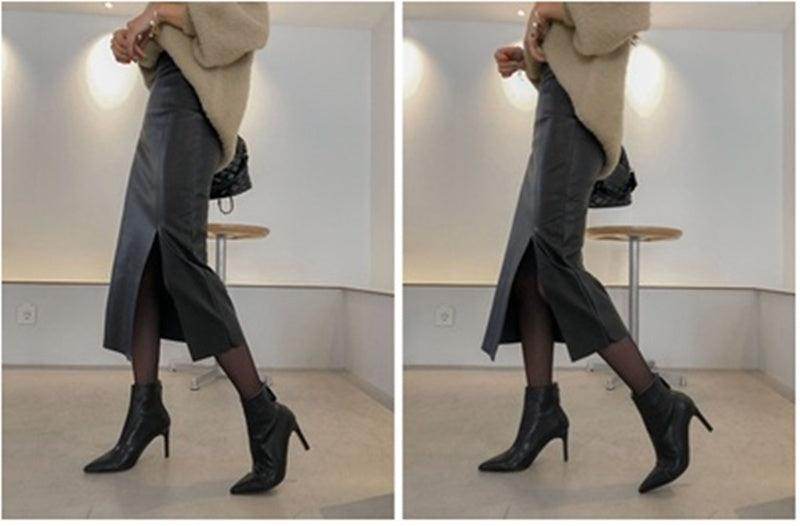 High Waist All-match Slit Mid-length Skirt - Magellan Fashion Shop