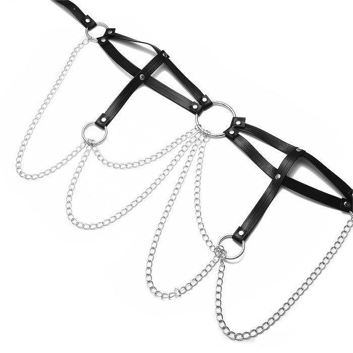 Chain Leather Strap Waist Jewelry