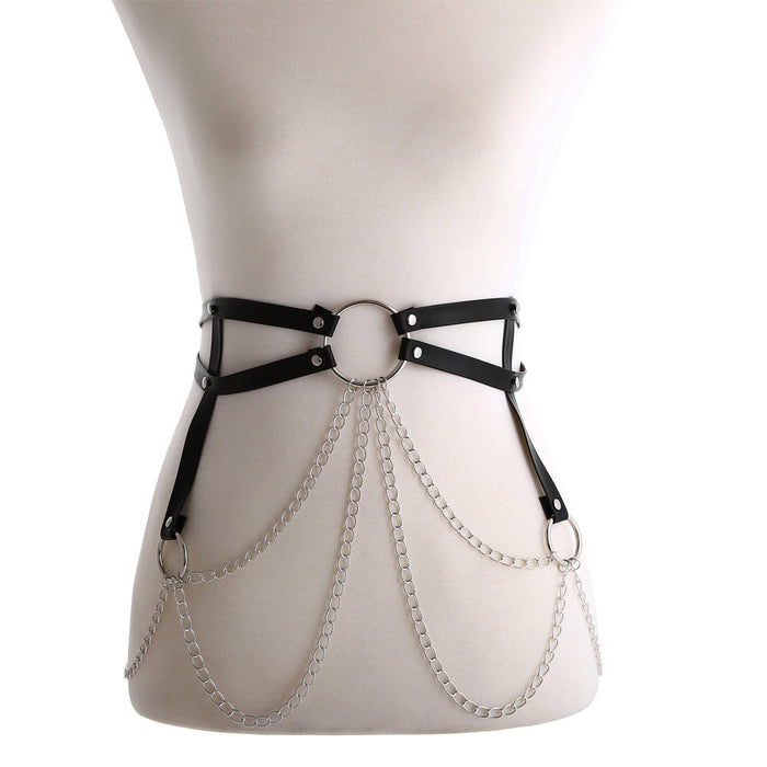 Chain Leather Strap Waist Jewelry