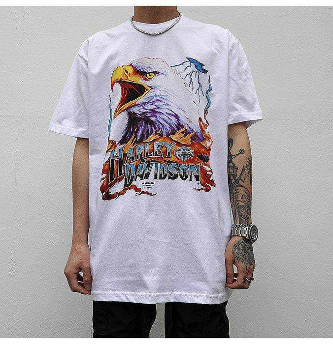 European And American High Street Style Rock Metal Eagle Print T-shirt - Magellan Fashion Shop