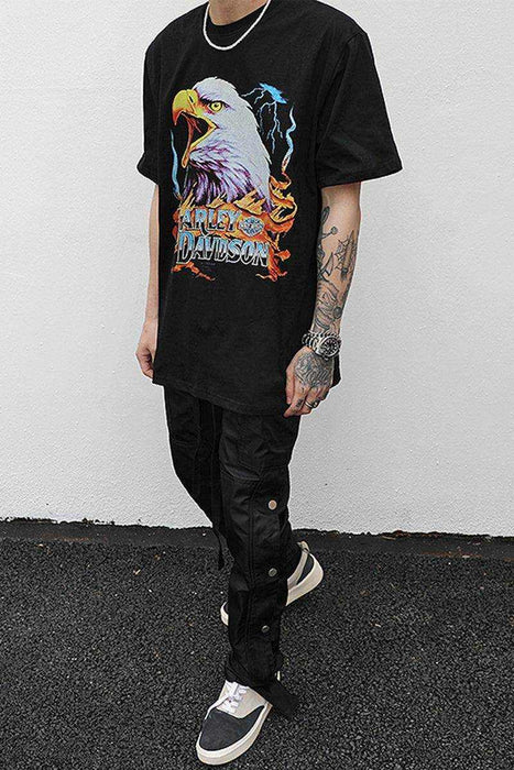European And American High Street Style Rock Metal Eagle Print T-shirt - Magellan Fashion Shop