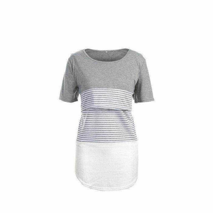 Striped short sleeve breastfeeding T-shirt for pregnant women Europe and America style