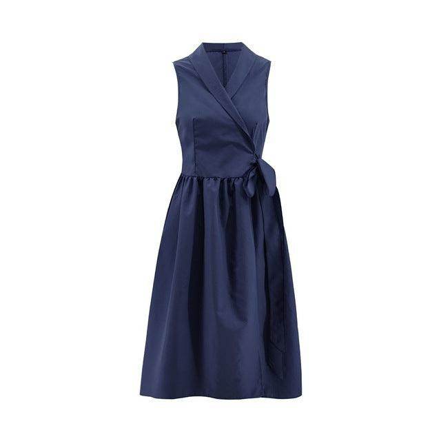 Dies Midi Dress Casual Sleeveless Belt Dress Female New - Magellan Fashion Shop