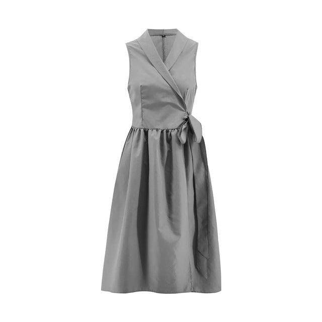 Dies Midi Dress Casual Sleeveless Belt Dress Female New - Magellan Fashion Shop