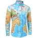 Men Shirt World Map Print HiddenG Button Slim Fit Shirts - Magellan Fashion Shop