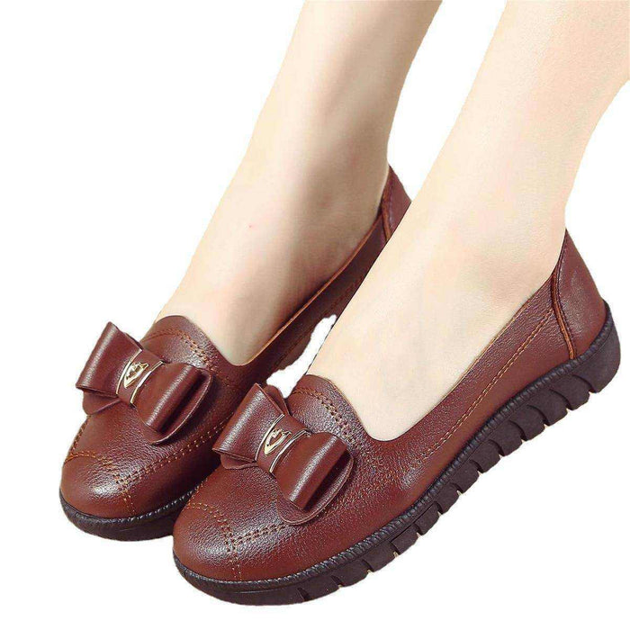 Peas Shoes Women Fashion Flat Soft Leather Grandma Shoes Women - Magellan Fashion Shop