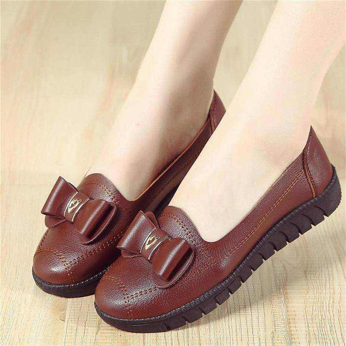 Peas Shoes Women Fashion Flat Soft Leather Grandma Shoes Women - Magellan Fashion Shop