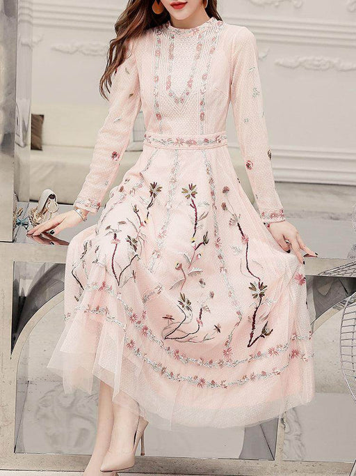 Temperament Skirt Heavy Embroidered Thin Dress - Magellan Fashion Shop