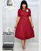 Round Neck Plus Size Mother's Dress Female Pleated Dress - Magellan Fashion Shop
