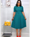 Round Neck Plus Size Mother's Dress Female Pleated Dress - Magellan Fashion Shop