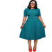 Round Neck Plus Size Mother's Dress Female Pleated Dress - Magellan Fashion Shop