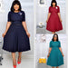 Round Neck Plus Size Mother's Dress Female Pleated Dress - Magellan Fashion Shop
