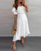 Off Shoulder Half Sleeve Ankle-Length Patchwork Pullover Womens Dress - Magellan Fashion Shop
