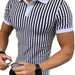 Men Striped Shirts Causal Short Sleeve Lapel Blouse - Magellan Fashion Shop