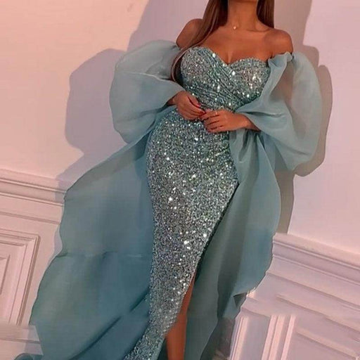 Mesh-covered Hip Ball Gown Dress - Magellan Fashion Shop