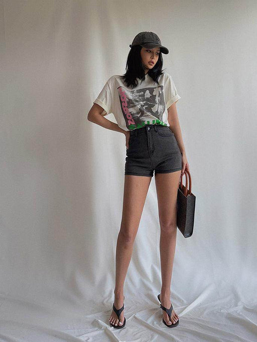 Washed Cotton Loose T-shirt Punk Rock Top - Magellan Fashion Shop