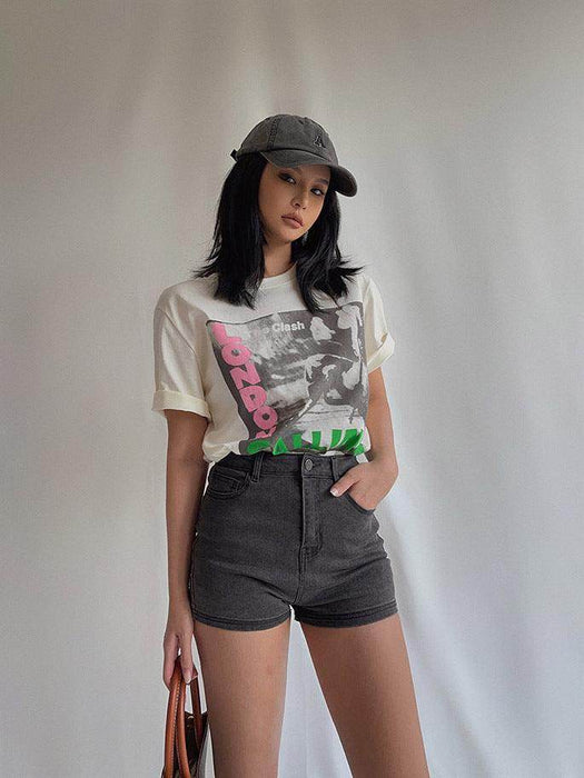Washed Cotton Loose T-shirt Punk Rock Top - Magellan Fashion Shop