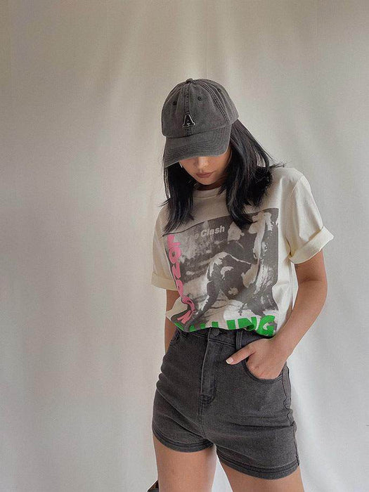 Washed Cotton Loose T-shirt Punk Rock Top - Magellan Fashion Shop