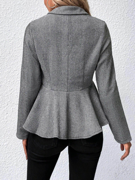 Women's Lapel Ruffled Slim Double-breasted Blazer - Magellan Fashion Shop