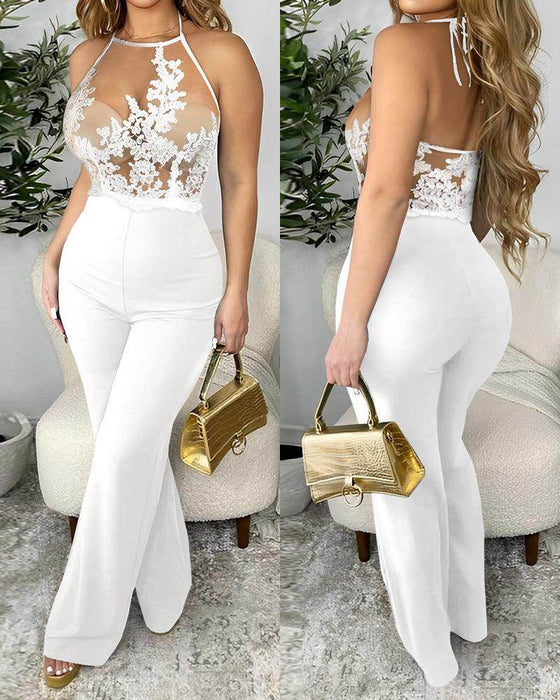 Ladies' Mesh Stitching Tight Jumpsuit - Magellan Fashion Shop