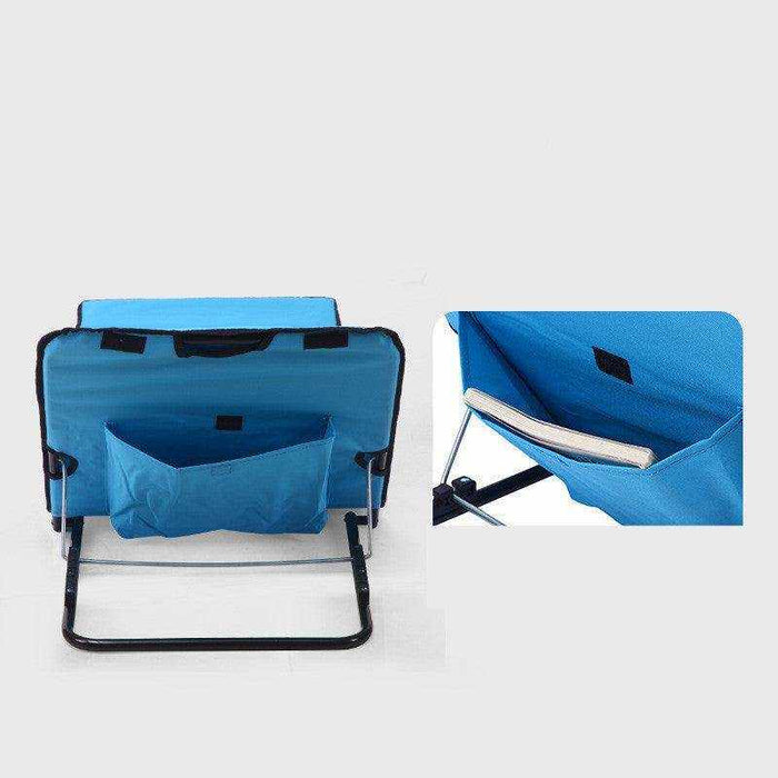 Foldable outdoor beach mat with adjustable cushion and shoulder strap in blue and orange Oxford cloth