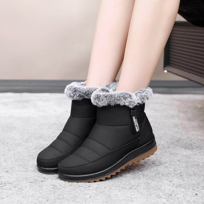 Winter Snow Boot With Side Zipper Fashion Warm Plush Ankle Boots Women's Fleece Short Shoes - Magellan Fashion Shop