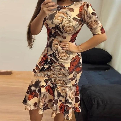 Waist Pleated Summer Knitted Round Neck Midi Dress - Magellan Fashion Shop