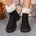 Square-heeled Snow Boots Winter Plus Velvet Platform Plush Shoes Fashion Warm Non-slip Mid-calf Boot For Women - Magellan Fashion Shop