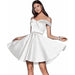 Short Beaded Satin A- Line Evening Gown Ball Gown - Magellan Fashion Shop