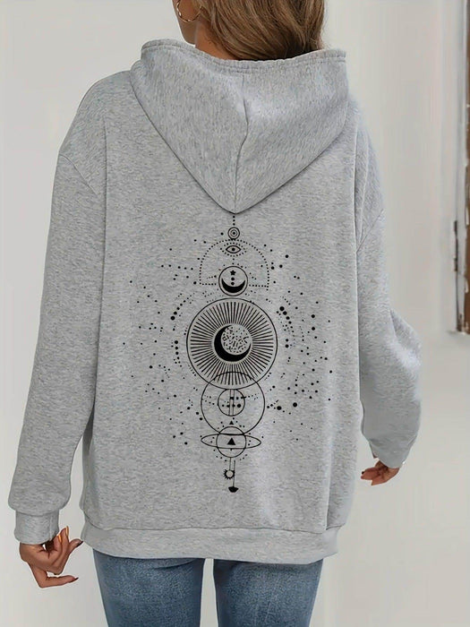 Moon Print Casual Hooded Sweatshirt - Magellan Fashion Shop