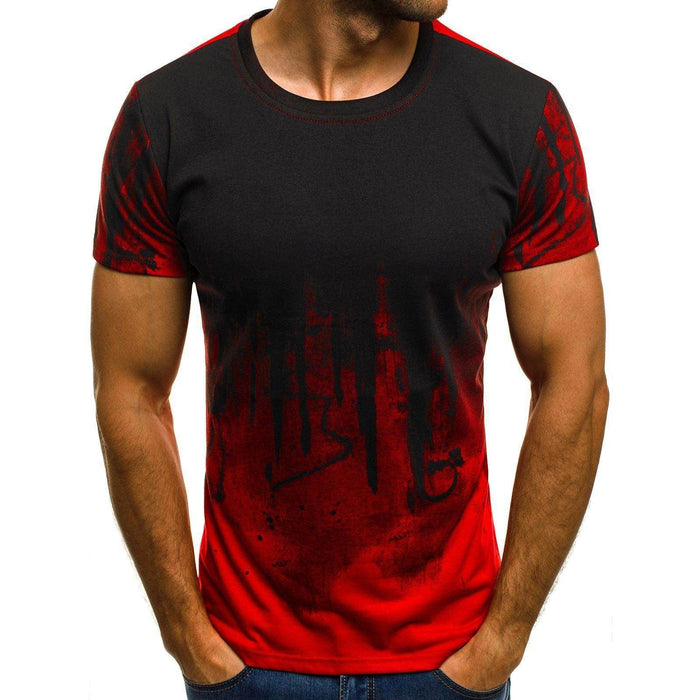 E-BAIHUI Men Fitness Compression T-Shirt Casual Cotton Black And Red Gradient High Quality Slim Shirt Men Fashion Tee Tops CG002 - Magellan Fashion Shop