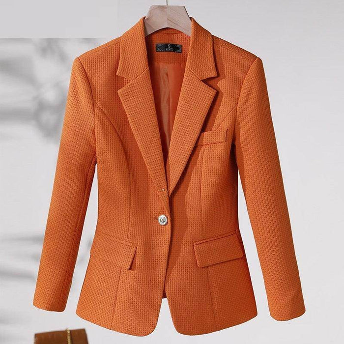 Women's Casual Solid Color Suit Collar Jacket - Magellan Fashion Shop