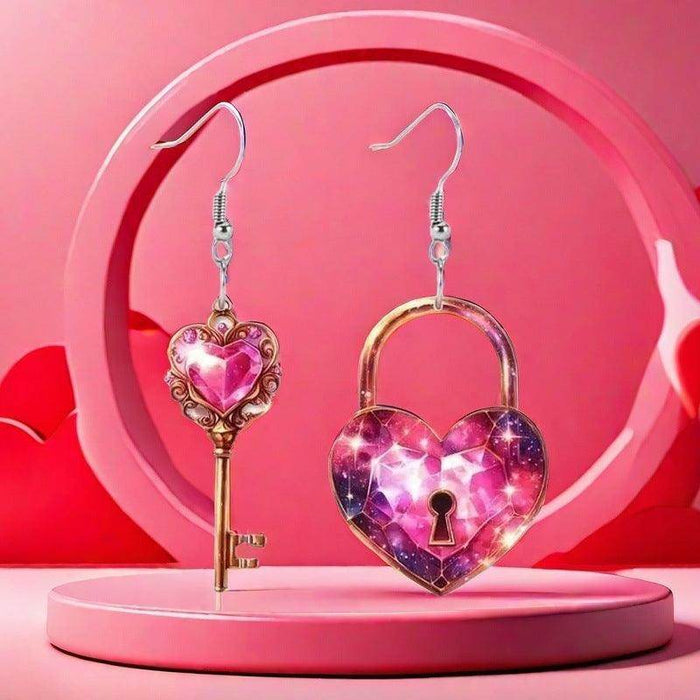 Romantic Key Heart Lock Acrylic Types A And B Earrings - Magellan Fashion Shop