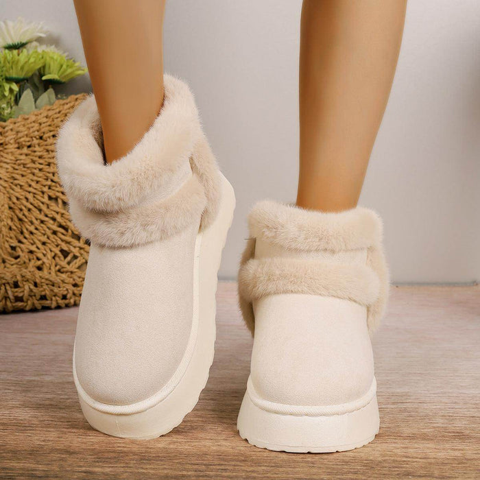 Fleece-lined Snow Boots Warm Furry Women's Thick Bottom Casual Short Boot House Shoes - Magellan Fashion Shop