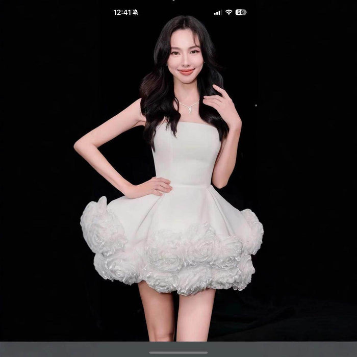 Top Short Skirt Three-dimensional Flower Pettiskirt French Cross-border Dress - Magellan Fashion Shop